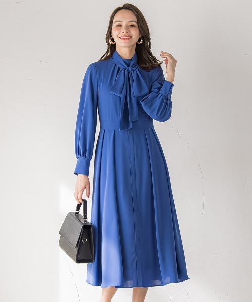 Viaggio Blu（ビアッジョブルー）の「ボウタイワンピース≪手洗い可能≫（ワンピース・レディース・ネイビー/ブルー系その他・S/M/L）」の19枚目の写真