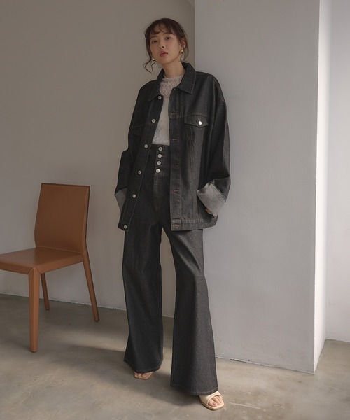 INGNI SOELA（イングソエラ）の「【INGNI　SOELA】2Wayハイウエストデニムパンツ(セットアップ対応)／WEB限定（デニムパンツ・レディース・ブラック/インディゴブルー・S/M）」の2枚目の写真