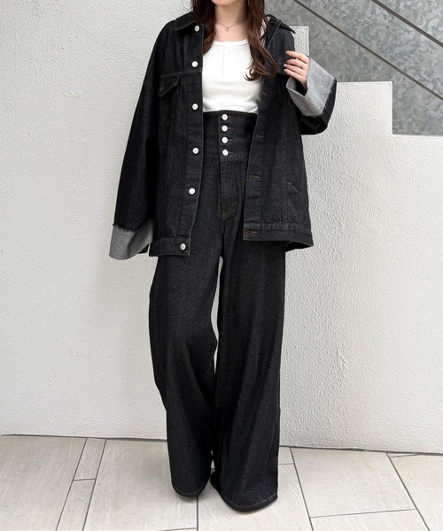 INGNI SOELA（イングソエラ）の「【INGNI　SOELA】2Wayハイウエストデニムパンツ(セットアップ対応)／WEB限定（デニムパンツ・レディース・ブラック/インディゴブルー・S/M）」の6枚目の写真