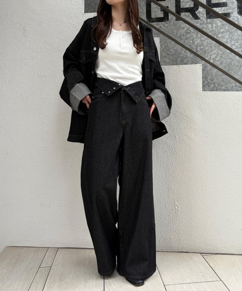 INGNI SOELA（イングソエラ）の「【INGNI　SOELA】2Wayハイウエストデニムパンツ(セットアップ対応)／WEB限定（デニムパンツ・レディース・ブラック/インディゴブルー・S/M）」の8枚目の写真