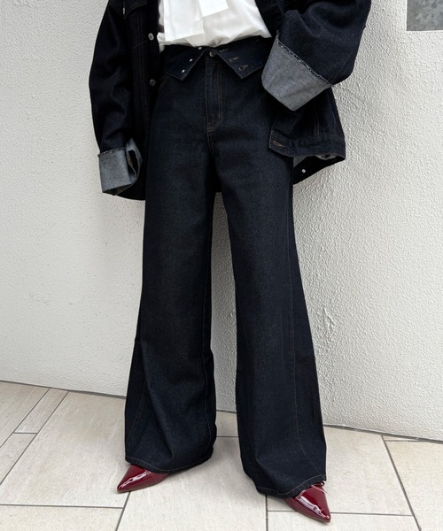 INGNI SOELA（イングソエラ）の「【INGNI　SOELA】2Wayハイウエストデニムパンツ(セットアップ対応)／WEB限定（デニムパンツ・レディース・ブラック/インディゴブルー・S/M）」の3枚目の写真