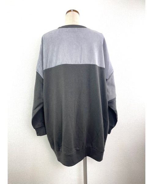 WORLD WIDE LOVE!（ワールドワイドラブ）の「異素材切り替えトップス（Tシャツ/カットソー・レディース・ブラック/トップグレー/オレンジ・1）」の7枚目の写真