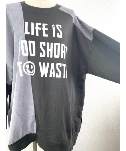 WORLD WIDE LOVE!（ワールドワイドラブ）の「異素材切り替えトップス（Tシャツ/カットソー・レディース・ブラック/トップグレー/オレンジ・1）」の9枚目の写真