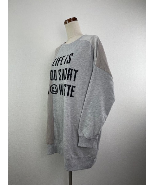 WORLD WIDE LOVE!（ワールドワイドラブ）の「異素材切り替えトップス（Tシャツ/カットソー・レディース・ブラック/トップグレー/オレンジ・1）」の13枚目の写真