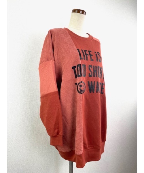 WORLD WIDE LOVE!（ワールドワイドラブ）の「異素材切り替えトップス（Tシャツ/カットソー・レディース・ブラック/トップグレー/オレンジ・1）」の18枚目の写真