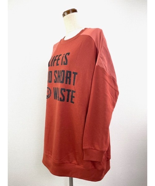 WORLD WIDE LOVE!（ワールドワイドラブ）の「異素材切り替えトップス（Tシャツ/カットソー・レディース・ブラック/トップグレー/オレンジ・1）」の19枚目の写真