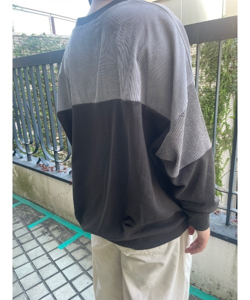 WORLD WIDE LOVE!（ワールドワイドラブ）の「異素材切り替えトップス（Tシャツ/カットソー・レディース・ブラック/トップグレー/オレンジ・1）」の10枚目の写真