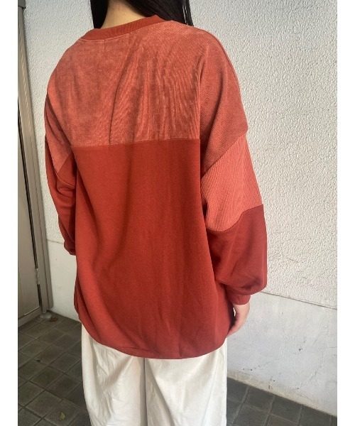 WORLD WIDE LOVE!（ワールドワイドラブ）の「異素材切り替えトップス（Tシャツ/カットソー・レディース・ブラック/トップグレー/オレンジ・1）」の21枚目の写真