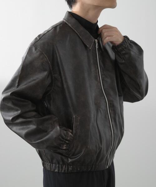 ITEMS URBANRESEARCH（アイテムズ アーバンリサーチ）の「F.L. ジップアップ ジャケット（ライダースジャケット・メンズ・ブラウン系その他/ブラック系その他/ブラック/ブラウン・MEDIUM/LARGE）」の4枚目の写真