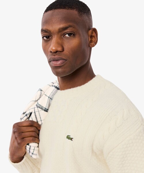 LACOSTE（ラコステ）の「ミックスニッティング ウールニットセーター（ニット/セーター・メンズ・オフホワイト・2/3/5/4）」の2枚目の写真