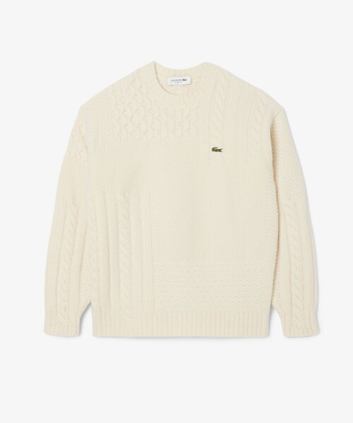 LACOSTE（ラコステ）の「ミックスニッティング ウールニットセーター（ニット/セーター・メンズ・オフホワイト・2/3/5/4）」の4枚目の写真