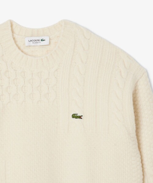 LACOSTE（ラコステ）の「ミックスニッティング ウールニットセーター（ニット/セーター・メンズ・オフホワイト・2/3/5/4）」の5枚目の写真