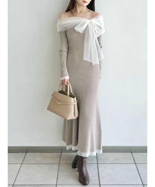セール】3wayリボンオフショルニットワンピース（ワンピース）｜FRAY