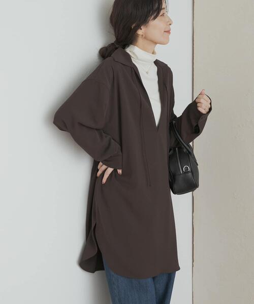 URBAN RESEARCH DOORS(アーバンリサーチドアーズ)の「スキッパーチュニックシャツ(シャツ/ブラウス・レディース・ブラック/ブラウン・MEDIUM)」の17枚目の写真