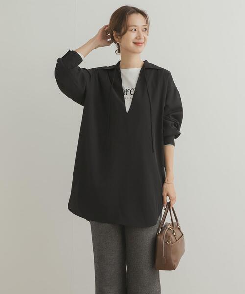 URBAN RESEARCH DOORS(アーバンリサーチドアーズ)の「スキッパーチュニックシャツ(シャツ/ブラウス・レディース・ブラック/ブラウン・MEDIUM)」の22枚目の写真