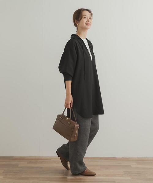 URBAN RESEARCH DOORS(アーバンリサーチドアーズ)の「スキッパーチュニックシャツ(シャツ/ブラウス・レディース・ブラック/ブラウン・MEDIUM)」の5枚目の写真