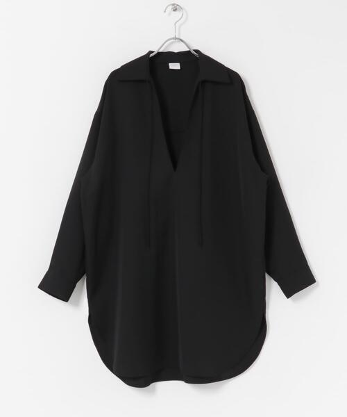 URBAN RESEARCH DOORS(アーバンリサーチドアーズ)の「スキッパーチュニックシャツ(シャツ/ブラウス・レディース・ブラック/ブラウン・MEDIUM)」の6枚目の写真