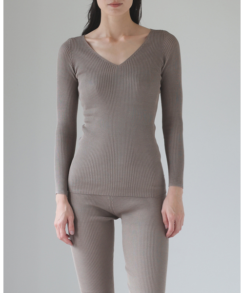 シルク混リブVネックプルオーバー（Tシャツ/カットソー）｜EMILY WEEK