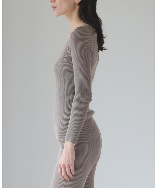 シルク混リブVネックプルオーバー（Tシャツ/カットソー）｜EMILY WEEK