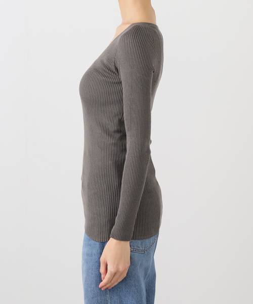 シルク混リブVネックプルオーバー（Tシャツ/カットソー）｜EMILY WEEK