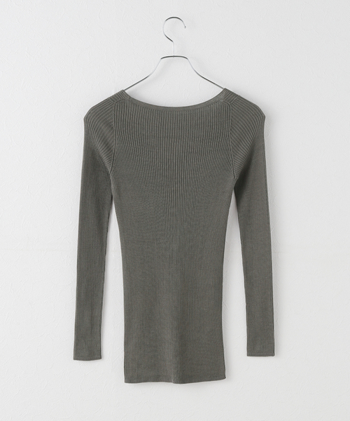 シルク混リブVネックプルオーバー（Tシャツ/カットソー）｜EMILY WEEK