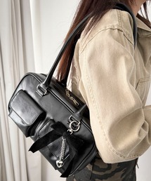 WEGO | WEGO/チャーム付きスクエアボストンバッグ(ショルダーバッグ)