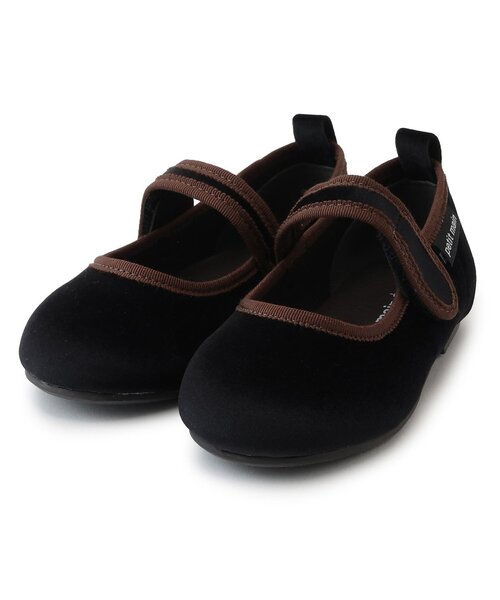 petit main(프티 마인)의 「원 스트랩 벨루어 슈즈(드레스 슈즈)」｜블랙