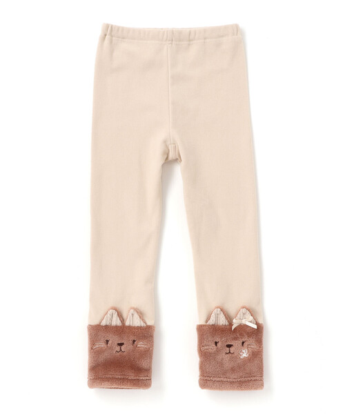 SLAP SLIP（スラップスリップ）の「イチゴネコウサギアニマル裾ボア切り替えレギンス(80~120cm)（レギンス/スパッツ・キッズ・オフホワイト/ピンク/ネイビー・100cm/90cm/80ｃｍ/110cm/120cm）」の2枚目の写真