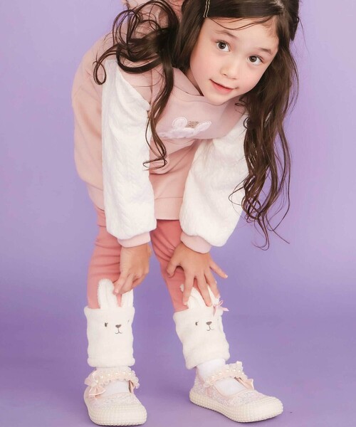 SLAP SLIP（スラップスリップ）の「イチゴネコウサギアニマル裾ボア切り替えレギンス(80~120cm)（レギンス/スパッツ・キッズ・オフホワイト/ピンク/ネイビー・100cm/90cm/80ｃｍ/110cm/120cm）」の5枚目の写真