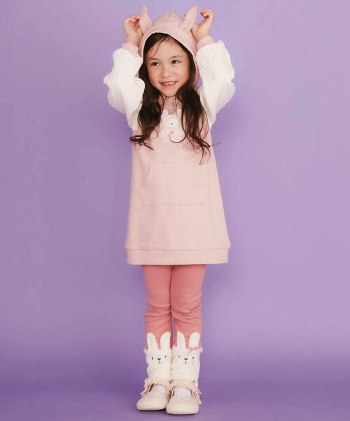 SLAP SLIP（スラップスリップ）の「イチゴネコウサギアニマル裾ボア切り替えレギンス(80~120cm)（レギンス/スパッツ・キッズ・オフホワイト/ピンク/ネイビー・100cm/90cm/80ｃｍ/110cm/120cm）」の6枚目の写真