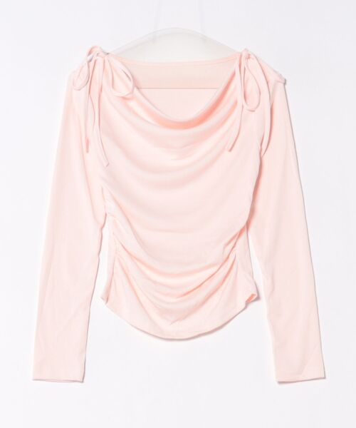 Anely(アネリー)の「ドレープネック ツイン リボン サイドギャザー トップス(Tシャツ/カットソー・レディース・ピンク/ホワイト・FREE)」の20枚目の写真