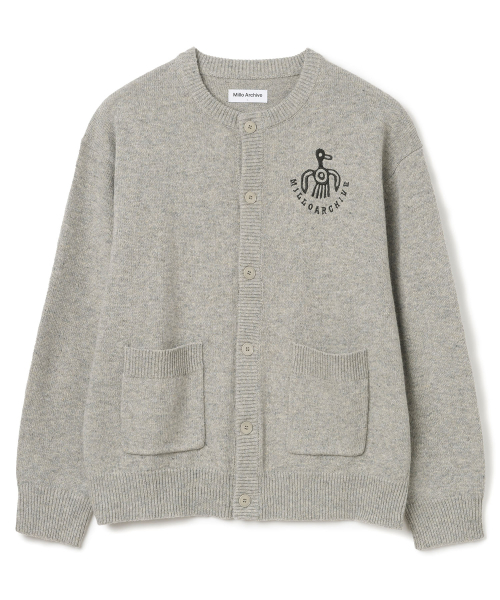 Monument round cardigan [Mélange grey] — вязаный кардиган меланжевый
