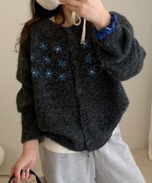 フラワー刺繍カーディガン