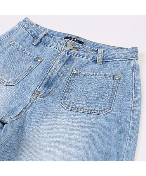LAP(ラップ)の「フロントポケットウォッシングカットセミブーツカットパンツ AR2DP564(デニムパンツ・レディース・スカイブルー・SMALL/MEDIUM)」の2枚目の写真