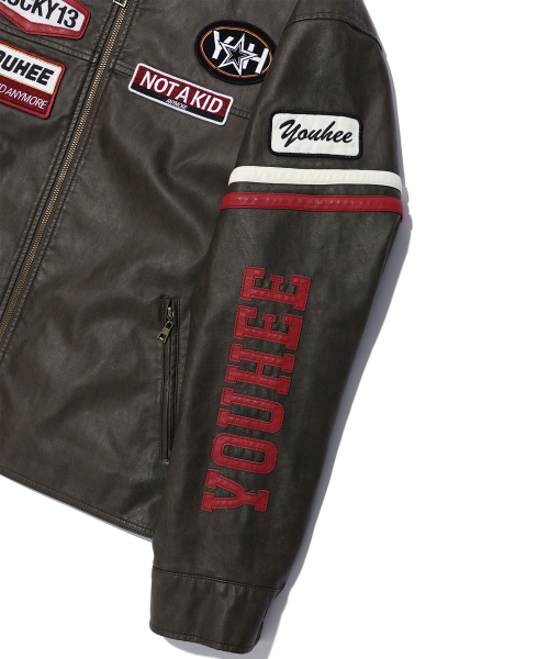 YOUHEE(ユヒ)の「WAPPEN DETAIL BIKER JACKET BROWN(ライダースジャケット・レディース・その他・FREE)」の5枚目の写真