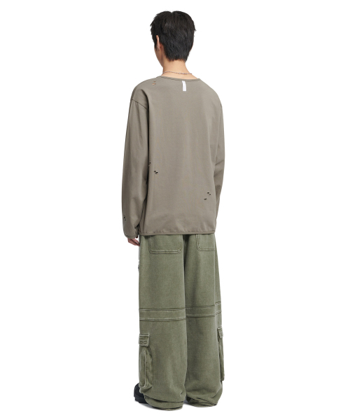 NOMANUAL(NOMANUAL)の「MULTI CARGO SWEATPANTS - WASHED KHAKI(スウェットパンツ・レディース・その他・SMALL/MEDIUM/LARGE/X-LARGE)」の4枚目の写真