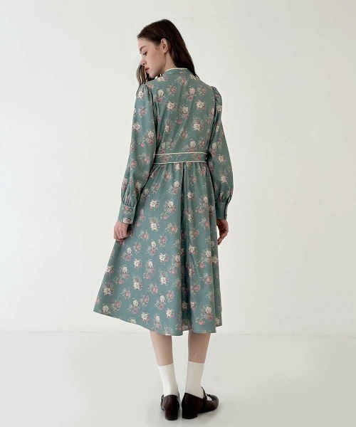 F i.n.t(フィント)の「レース使いレトロ花柄ワンピース/fint フィント(ワンピース・レディース・ミント/ブルーグレー・FREE)」の18枚目の写真