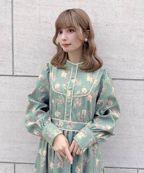 F i.n.t(フィント)の「レース使いレトロ花柄ワンピース/fint フィント(ワンピース・レディース・ミント/ブルーグレー・FREE)」の20枚目の写真