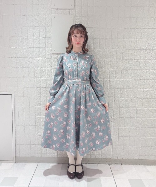 F i.n.t(フィント)の「レース使いレトロ花柄ワンピース/fint フィント(ワンピース・レディース・ミント/ブルーグレー・FREE)」の14枚目の写真