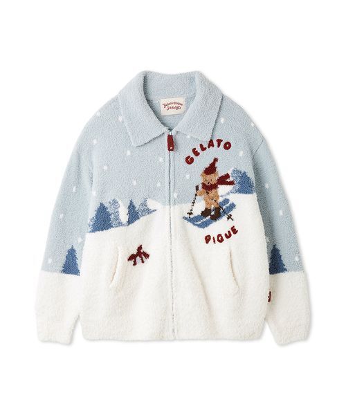 ジャラピケ　スキーベアジャガードカーディガン セール】【HOLIDAY】スキーベアジャガードカーディガン（ルームウェア