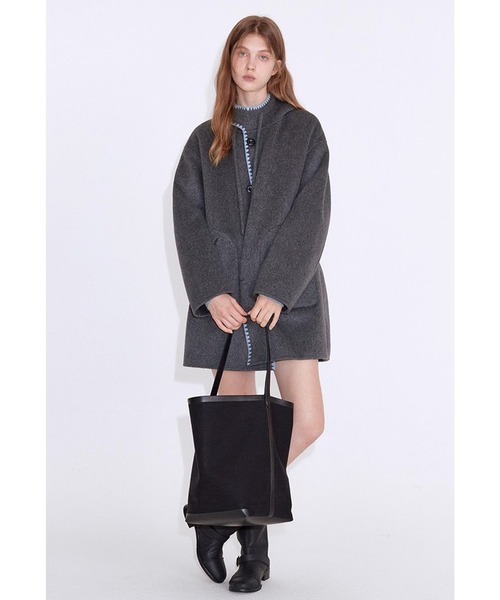 Fano Studios（ファノ ストゥディオズ）の「ウエーブステッチ ウールミドル丈フードコート FD25W155【Fano Studios】【2025AW】（その他アウター・レディース・グレー・L/M/S）」の6枚目の写真