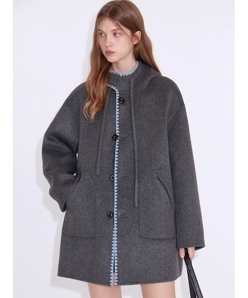 FANO studios ウール　コート ウエーブステッチ ウールミドル丈フードコート FD25W155【Fano Studios