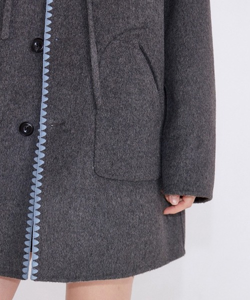 Fano Studios（ファノ ストゥディオズ）の「ウエーブステッチ ウールミドル丈フードコート FD25W155【Fano Studios】【2025AW】（その他アウター・レディース・グレー・L/M/S）」の9枚目の写真
