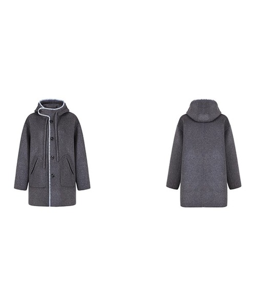 Fano Studios（ファノ ストゥディオズ）の「ウエーブステッチ ウールミドル丈フードコート FD25W155【Fano Studios】【2025AW】（その他アウター・レディース・グレー・L/M/S）」の10枚目の写真