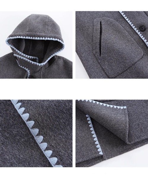 Fano Studios（ファノ ストゥディオズ）の「ウエーブステッチ ウールミドル丈フードコート FD25W155【Fano Studios】【2025AW】（その他アウター・レディース・グレー・L/M/S）」の11枚目の写真