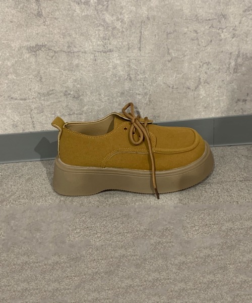 セール】スエード調 レースアップ厚底モカシンシューズ（ブーツ