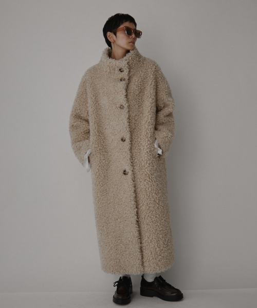 VION(ヴィオン)の「ブークレロングコート / Boucle Long Coat(その他アウター・レディース・グレー/ベージュ・FREE)」の3枚目の写真