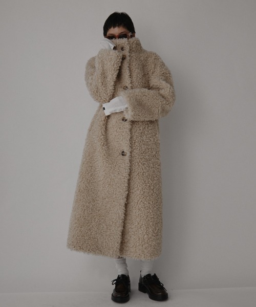 VION(ヴィオン)の「ブークレロングコート / Boucle Long Coat(その他アウター・レディース・グレー/ベージュ・FREE)」の4枚目の写真