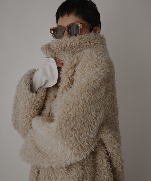 VION(ヴィオン)の「ブークレロングコート / Boucle Long Coat(その他アウター・レディース・グレー/ベージュ・FREE)」の5枚目の写真