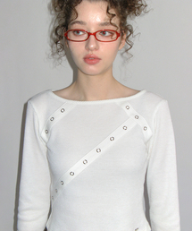 アイレットテープワッフルTシャツ_ホワイト